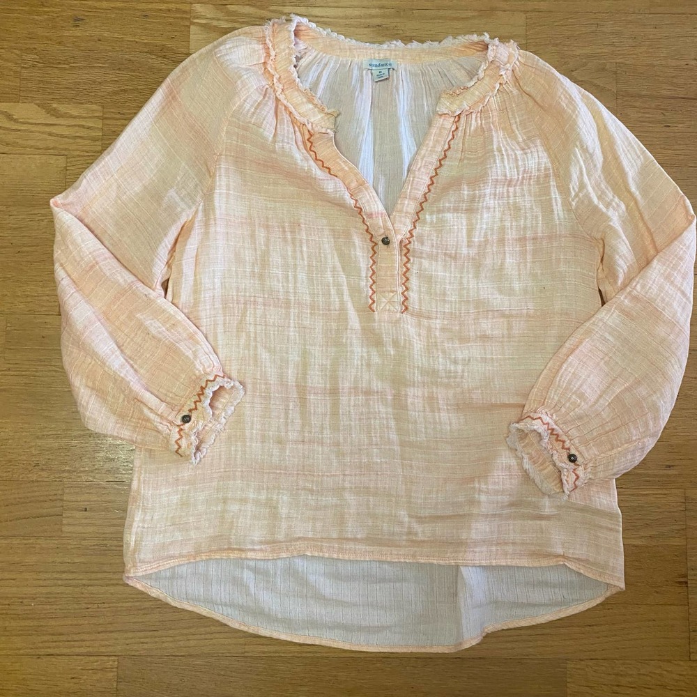 Sundance Orange Gentle Breeze Coastal Granola Western Embroidered Top - Picture 3 of 7